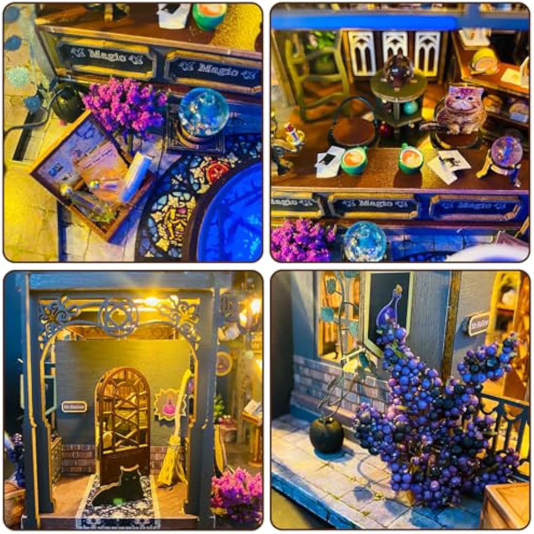 Mostop DIY Miniature Dollhouse Kit, Wooden Dollhouse Kit Miniature House Kit with LED Light,Creative Room Idea for Kids/Adults Magic House DIY Kits (Huoluo Castle)