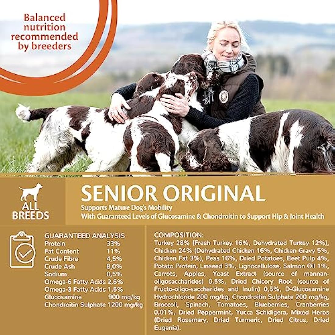 Wellness CORE Senior Original, 10kg, Turkey & Chicken, Dry Dog Food for All Breeds, +7 Years Old, Grain-Free, High Meat Content, Protein-Rich, Supports Ageing Dogs' Needs