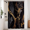 Uiiooazy Black Gold Shower Curtain, Abstract Grey Marble Effect Bath Curtain Mildew and Mould Resistant Waterproof Polyester Fabric Washable Opaque