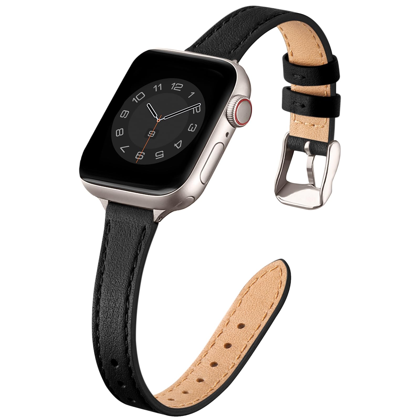 SUNFWR Leather Strap Compatible with Apple Watch Straps 42mm(Series 11 10) 41mm 40mm 38mm,Genuine Slim&Thin Replacement Band for iWatch Series 11 10 9