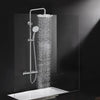 Rainsworth Thermostatic Shower Mixer Set Chrome, 25cm Round Overhead Rainfall Shower, 3 Jet Types Handheld Shower, Height Adjustable Shower System