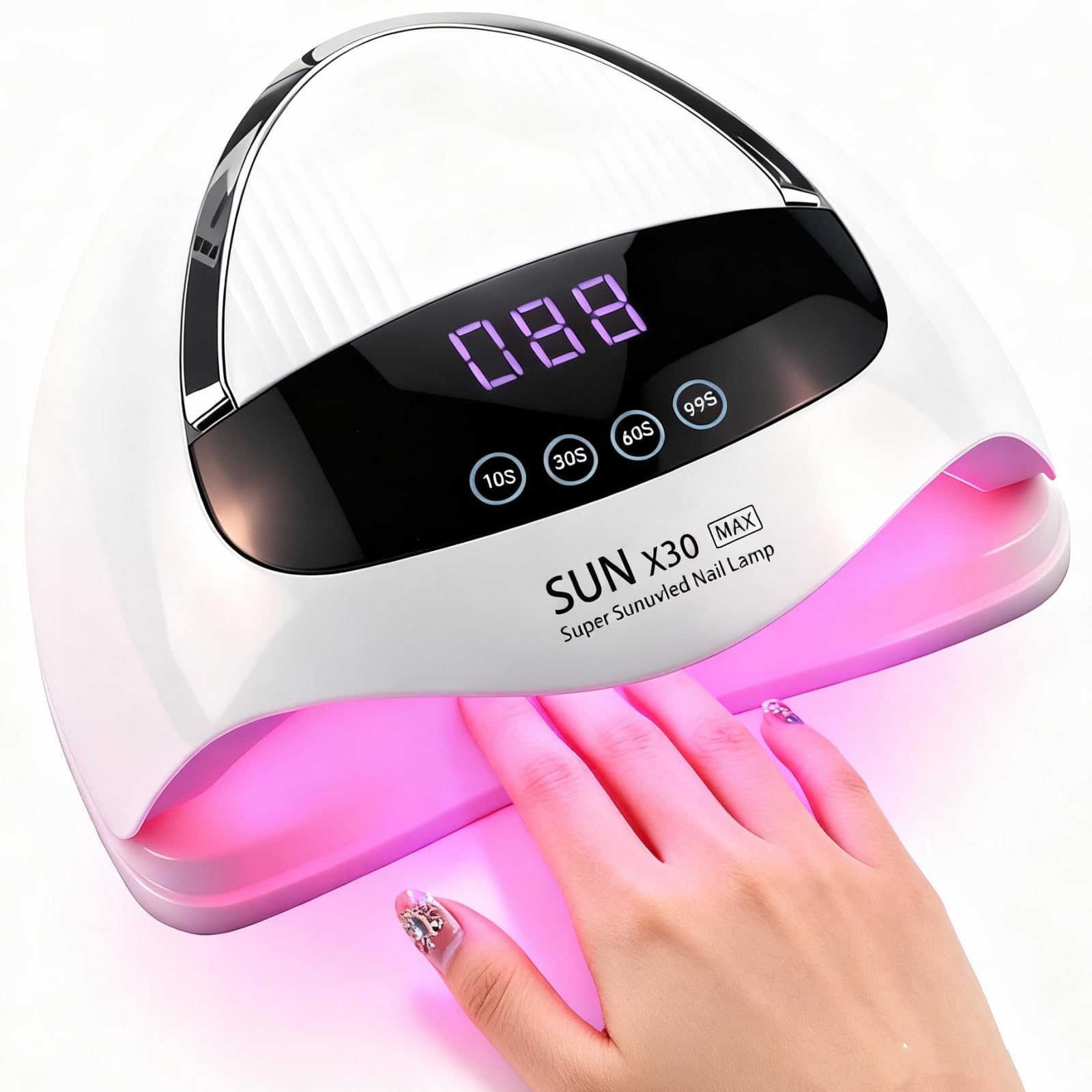 500W UV/LED NAIL LAMP - 90 LED Nail Dryer for Fast Curing Gel Polish, with Auto Sensor & 4 Timers (10s/30s/60s/99s), Smart LCD Display for Home and