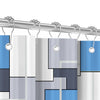 Shower Curtain, 180 x 200 cm, Squares, Moonlight, Blue, Weighted Hem, Anti-Mould Textile, Water-Repellent, Washable Polyester Bath Curtains with 12