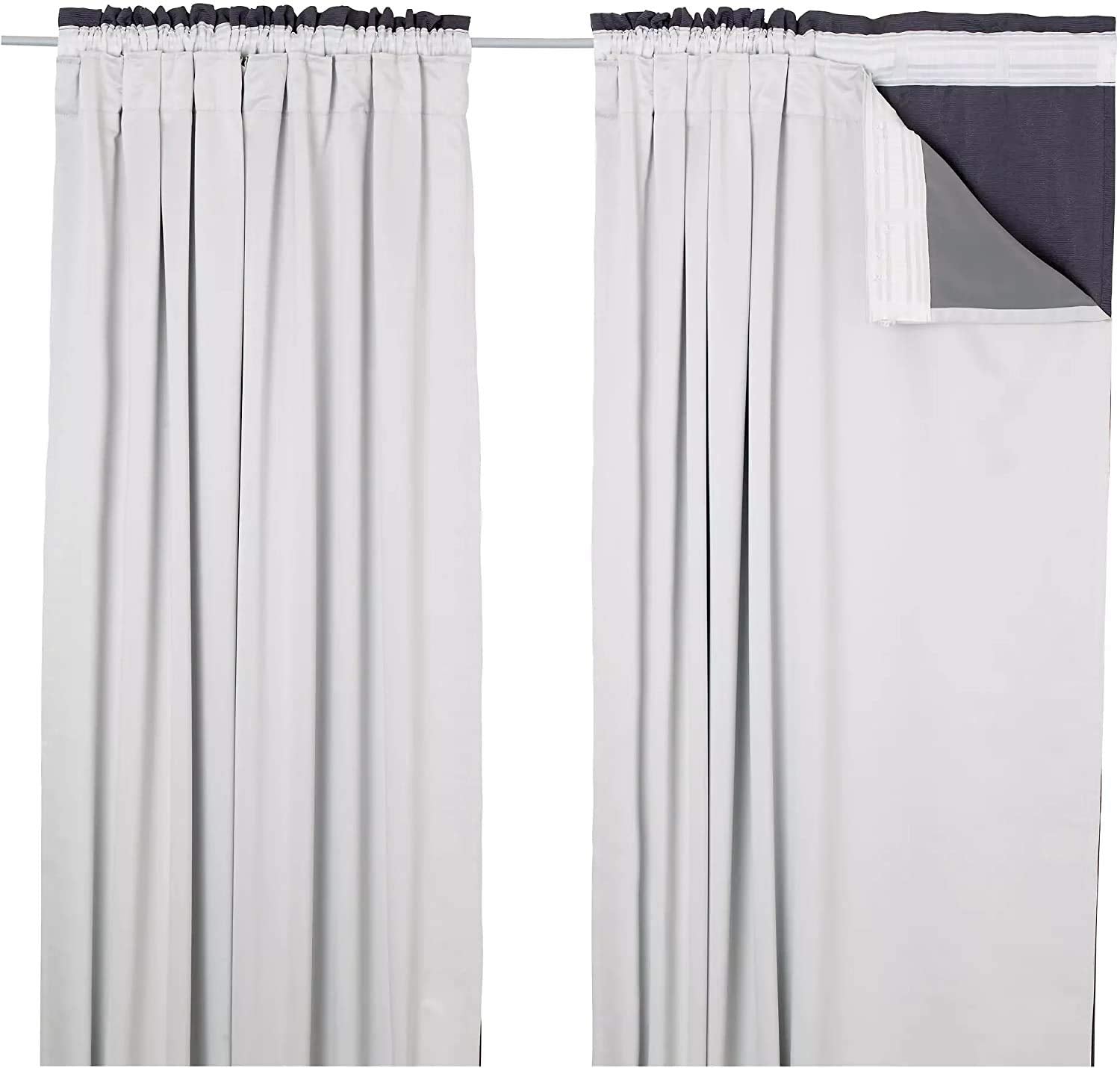 Kinfolk Textile Thermal Blackout Curtain Linings Pair 3 Pass Includes Curtain Hooks (90" x 90")