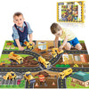 Yetech 7-1n-1 Construction Vehicles Toys Set with Play Mat - 7 Sturdy Engineering Trucks Toys, 27.6 * 31.5inche Play Mat, Christmas Birthday Gift for Toddlers Boys 3 4 5 6 7 Years Old