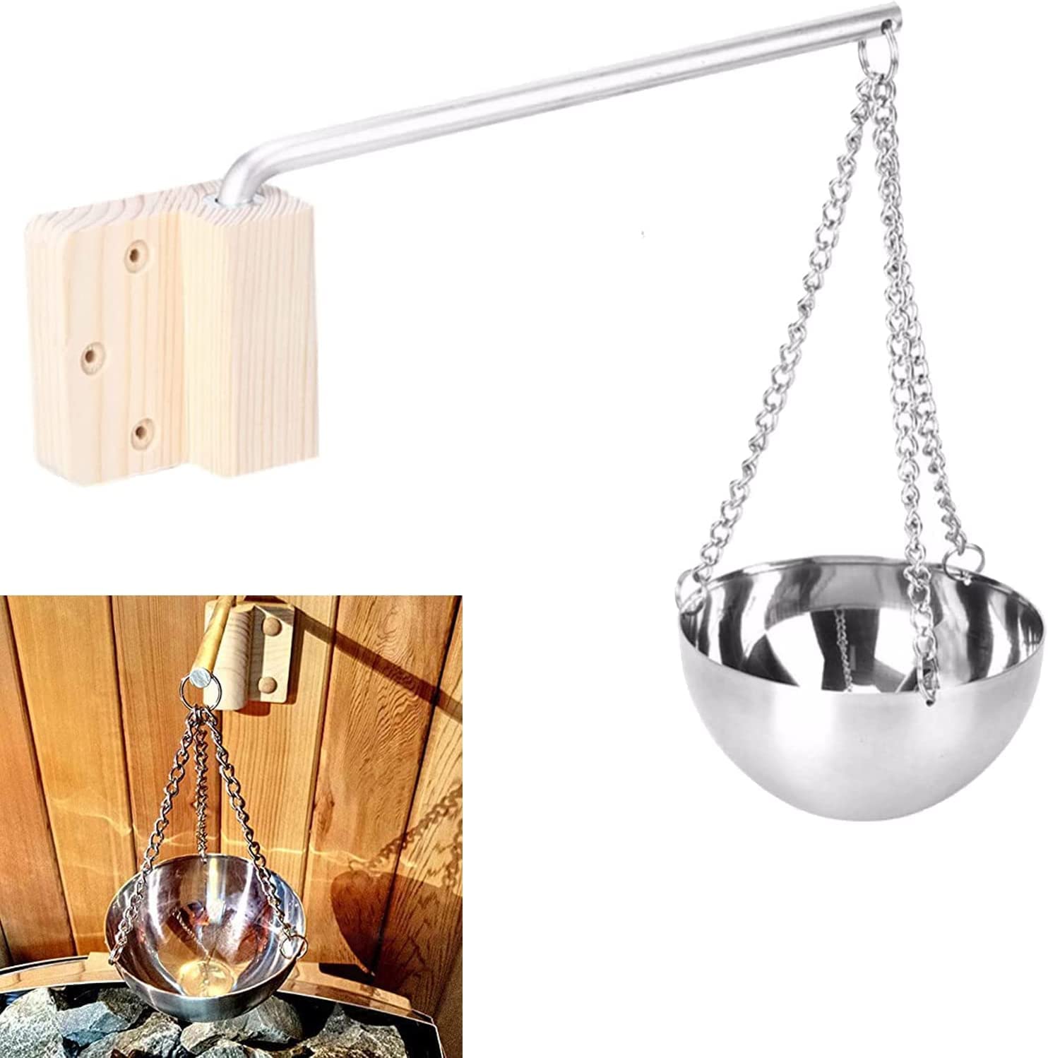 Aroma Bowl Sauna, 350 ML Sauna Bowl Stainless Steel Sauna Aroma Bowl Sauna Accessories for Spa Sauna Evaporator Bowl Hanging Bowl Cup Essential Oil