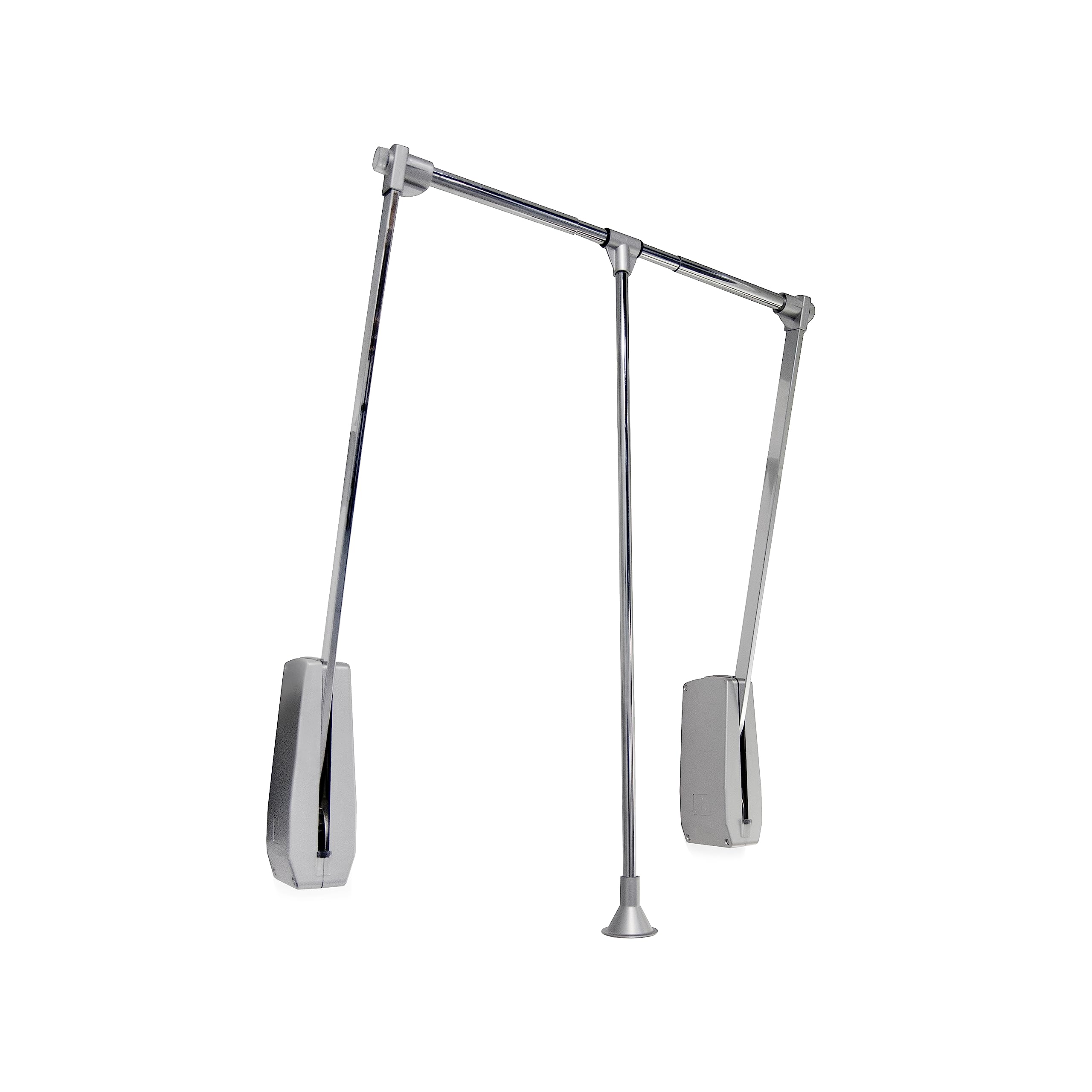 Emuca - Hang pull down wardrobe rail lift wall-mounted, pull down wardrobe rail lift, adjustable width 600-83mm (23,6-32,6 inch), Chrome plated, Steel