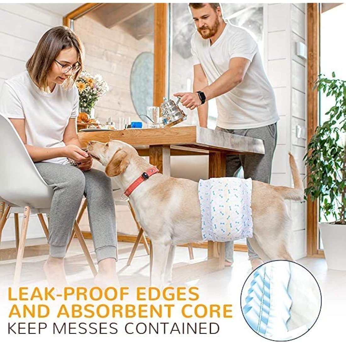 Dono Dog Nappies Male,Male Dog Wraps with Wetness Indicator,Disposable Dog Belly Bands for Puppies,Super Absorbent&Leak-proof,Puppy Nappies for Incontinence,Traveling-Bulk Pack (6M -60count)