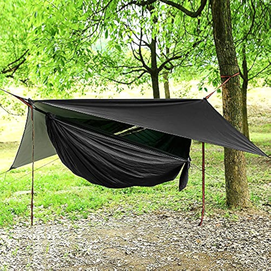 Camping Hammock Set, Single Double Hammock, Mosquito Net, Insect Net, Rainfly, High Strength Parachute Cloth Hammock. Suitable for outdoor, hiking, camping, travel