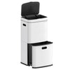 SONGMICS Kitchen Bin, 3-Compartment Rubbish Bin, 2 x 2.6 Gallons (10 L) and 7.9 Gallons (30 L), Steel, Space-Saving, Inner Buckets, Carbon Filter,