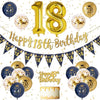 18th Birthday Decorations Boys Blue Gold Happy 18th Birthday Banner, 18th Birthday Balloons, Navy Blue Gold Latex Balloons Party Decorations Confetti Balloons for Boys 18 Birthday Party Supplies