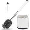 Hulameda [304 Stainless Steel] Toilet Brush and Holder Set, Silicone Toilet Brushes with Long Shank Stainless Steel Handle,Tweezers included. 4.8 x