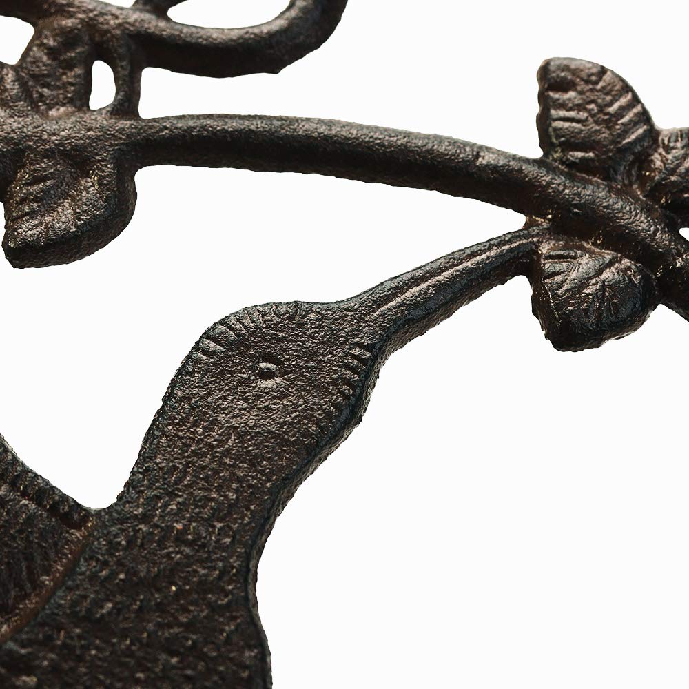 Sungmor Cast Iron Plant Hanger Wall Hooks - Heavy Duty Hanging Basket Brackets - Hummingbird Shape & 26.5CM & 2PC Brown - Decorative Wall Hangers for