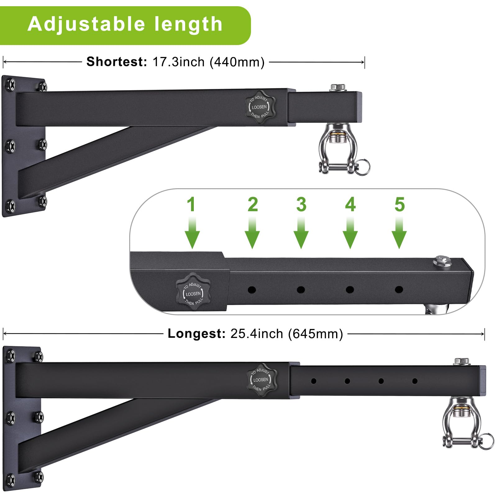 BeneLabel Punch Bag Bracket, Boxing Bag Wall Stand Frame Heavy Duty Speed Bag Hanger Silent Rotation with Adjustable 44-64cm Length for Boxing