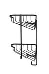 Croydex Slimline Corner Shower Caddy - Matt Black Bathroom Accessories Durable Steel Bathroom Shelves for Modern Bathrooms, 2-Tier Shower Corner