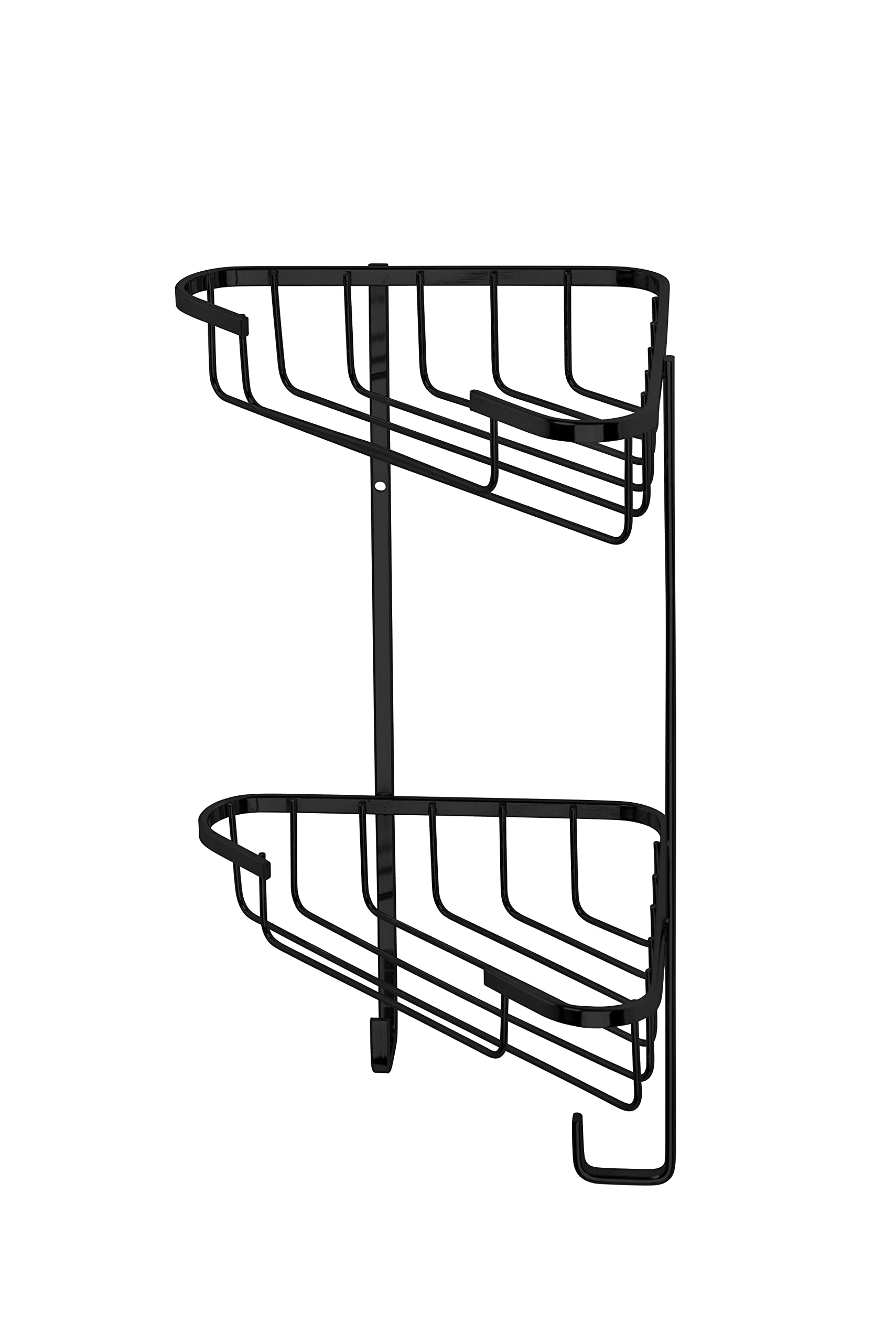 Croydex Slimline Corner Shower Caddy - Matt Black Bathroom Accessories Durable Steel Bathroom Shelves for Modern Bathrooms, 2-Tier Shower Corner