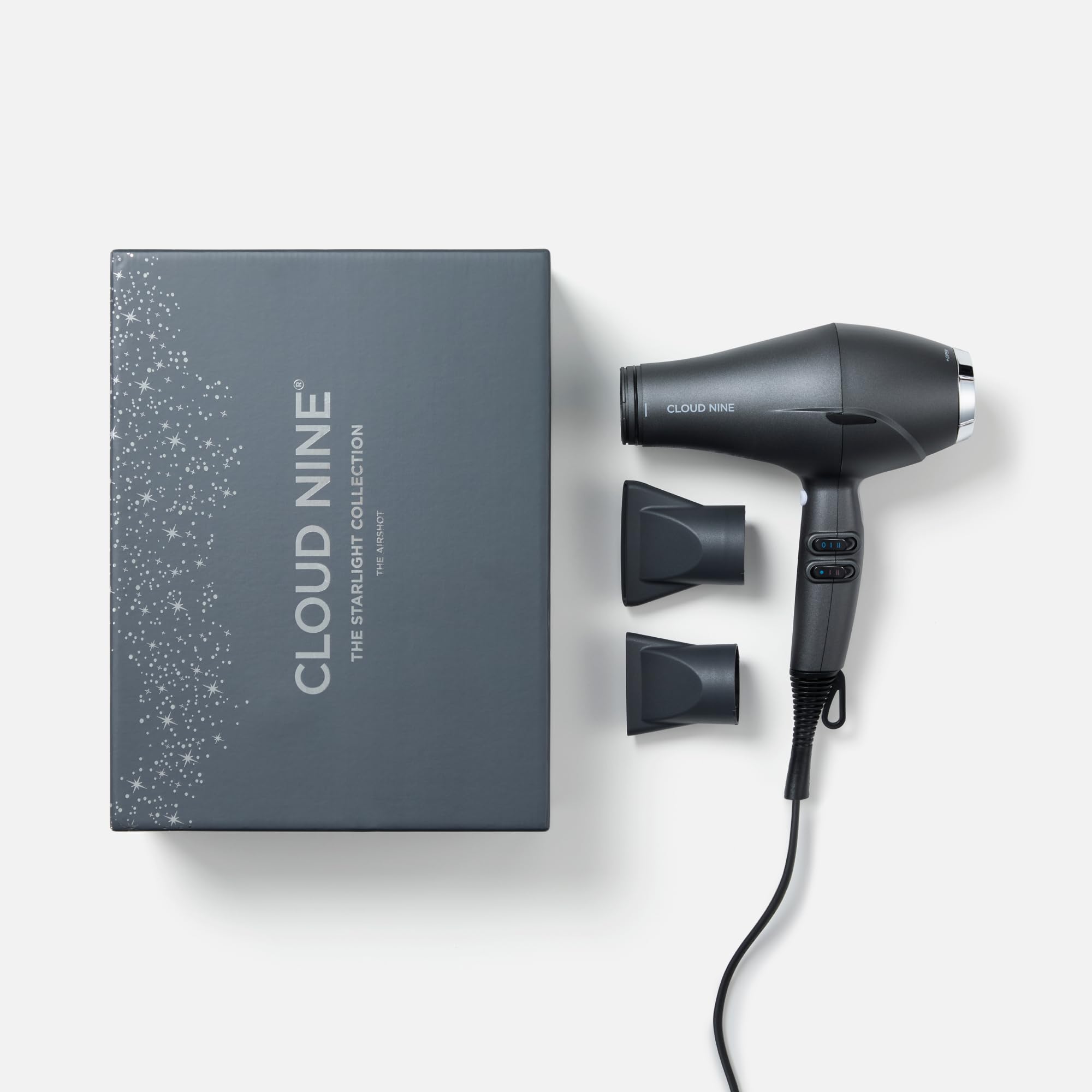 CLOUD NINE The Airshot Hair Dryer Starlight Grey Edition | Fast Compact 2000w All Hair Types | Variable Temperature Control Low Mid High | | Anti