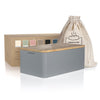 LARS NYSM Bread Bin I Metal bread box with linen bread bag for long lasting freshness I Bread bin with bamboo lid usable as cutting board I