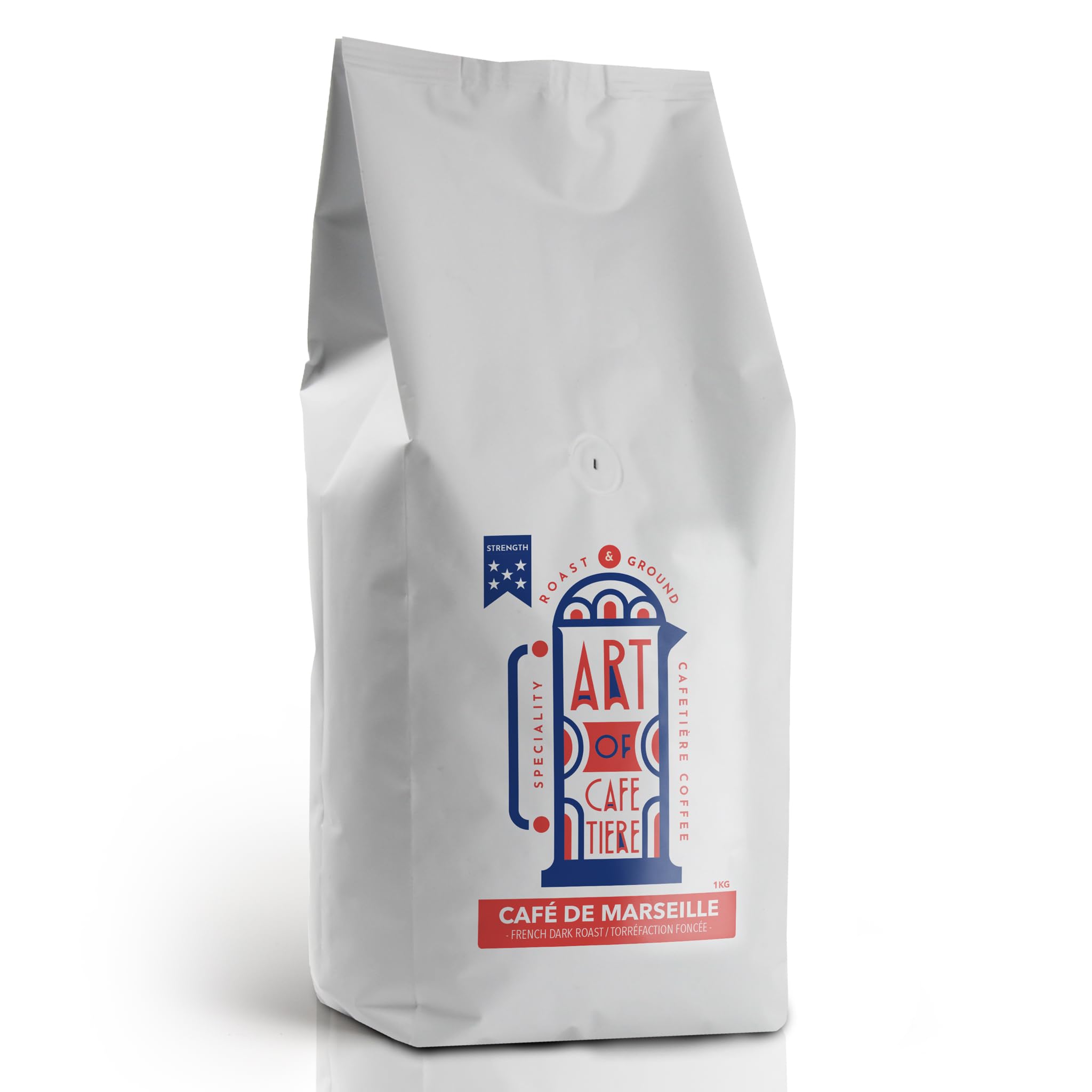 Strong Dark Roast Cafetiere Ground Coffee 1kg - Roasted & Ground Specifically For French Press and Cafetieres - Art of Cafetiere Cafe de Marseille