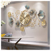 Large Silent Modern Decorative Wall Clock,Elegant Wrought Iron Wall Clocks Ginkgo Leaf Mute Wall Quartz Clock for Living Room Bedroom Hotel Porch (94