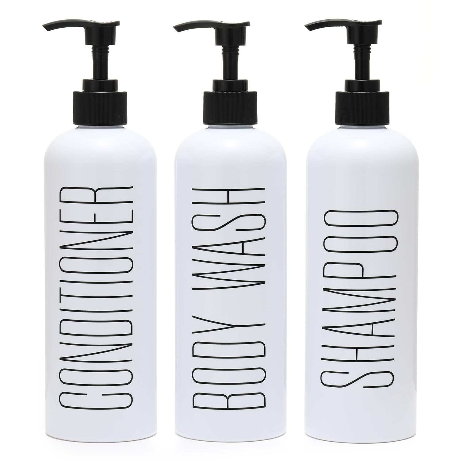 HOMCDALY Shampoo and Conditioner Dispenser, 16oz 3-Pack Refillable Shampoo and Conditioner Bottles, Empty Shampoo Bottles, Shampoo Conditioner Body