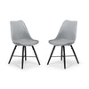 Julian Bowen Kari Dining Chairs Set of 2 - Grey Chair with Black Metal Legs, Padded Kitchen Seat with Backrest for Dining Room, Modern Design - 83cm x