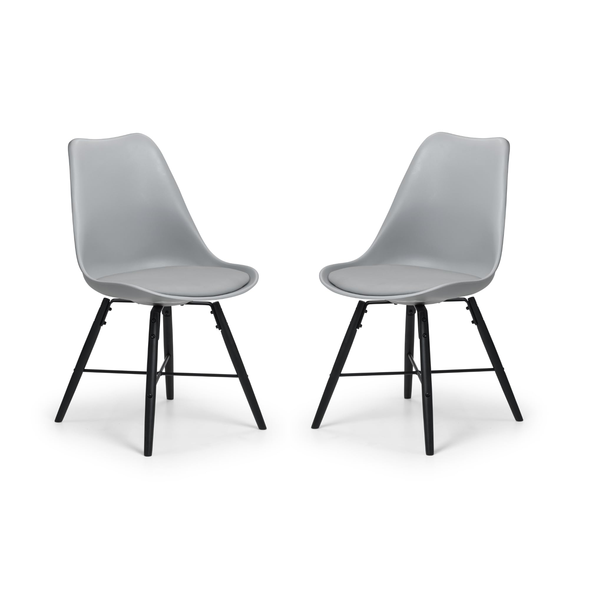 Julian Bowen Kari Dining Chairs Set of 2 - Grey Chair with Black Metal Legs, Padded Kitchen Seat with Backrest for Dining Room, Modern Design - 83cm x