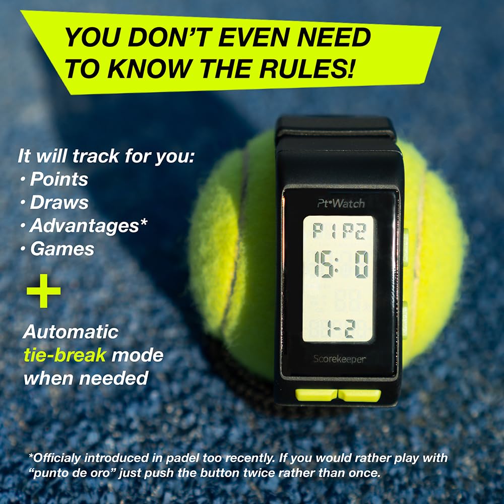 Pt Watch Padel and Tennis Scorekeeper - Padel and Tennis Point Tracker, Digital Watch for Paddle and Racket Sports Point Counting (Cream)