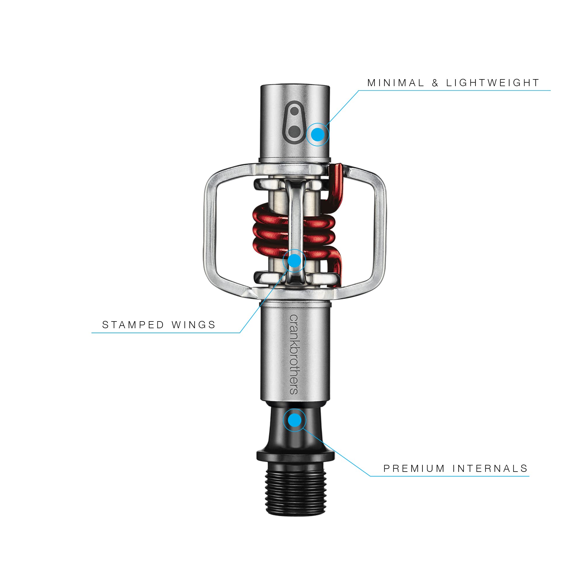 Crankbrothers Eggbeater-1 Pedals, Silver with Red Spring
