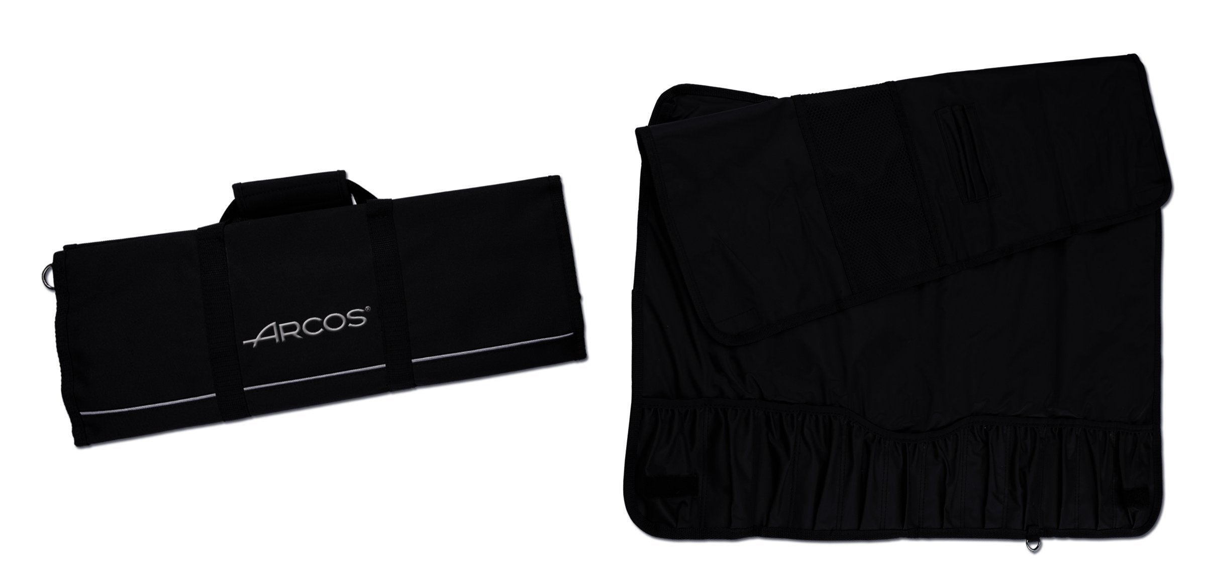 Arcos Knives Roll Bag - Knives Roll Bag to 12 Pieces - 100% Polyester 730 x 510 mm 29"x20" - Black Color (Knives NOT Included)