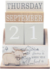 Lesser & Pavey Cute Highland Cow Perpetual Wooden Adjustable Day and Month Tabletop Calendar - Reuse Every Year