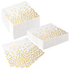 Saerryor 100 PCS White and Gold Dot Napkins, 33 x 33 cm Disposable Serviettes, 60 Count, Paper, 1-Ply, Napkins for Weddings, Baby Showers, Parties