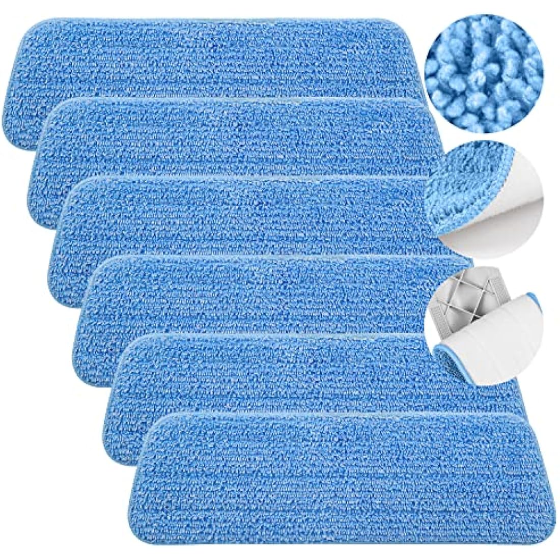 Mop Pads, ILAVCOOL 6 PCS Microfiber Mop Cleaning Pads Replacement Mop Pads Suitable for Wet and Dry Mops and All Spray Mops & Reveal Mops Washable