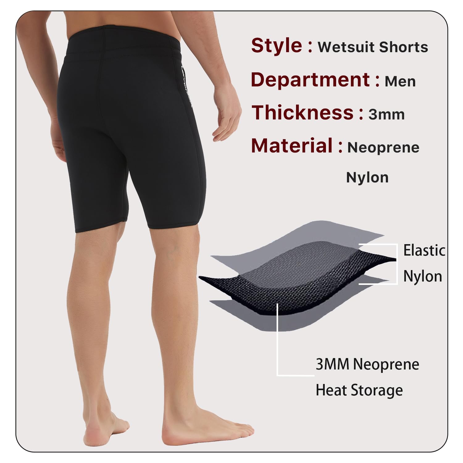 Lemorecn Wetsuits Pants Shorts 3mm Neoprene Canoeing Swimming Pants(UK1035-3XL)