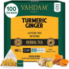 VAHDAM Turmeric Ginger Herbal Tea Bags (100 Pyramid Tea Bags) - Caffeine Free, Blend of 100% Real Spices - Turmeric Tea, Ginger Tea | Powerful