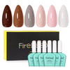 Firedeep 10ml Hema Free 6 Colors Gel Nail Polish Kit Pink White Skin Tones Neutral Brown Gel Polish Set Hema Free Soak Off UV LED Cured Manicure for