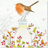 Little Christmas Robin on Milk Bottle - Pack of 6 Christmas Greeting Cards and Envelopes - 12.5cm