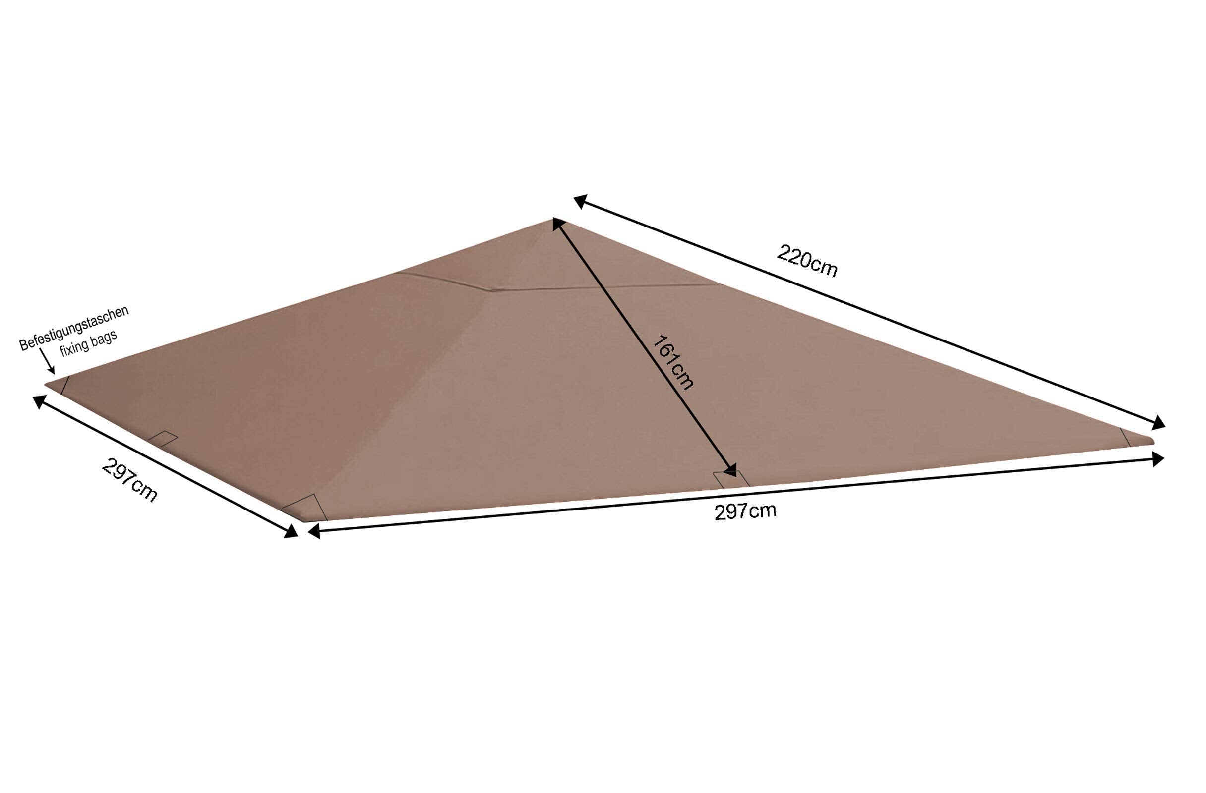 Quick-Star Replacement Roof for Garden Gazebo 3 x 3 m Taupe Antique Gazebo Roof Replacement Cover