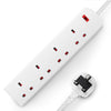 DESIRETECH White Electric Extension Lead - 4 Gang, 10 Metre Cable with UK Plug & 3 Pin Socket - Wall Mountable & Multi Socket Mains Strip for Home,