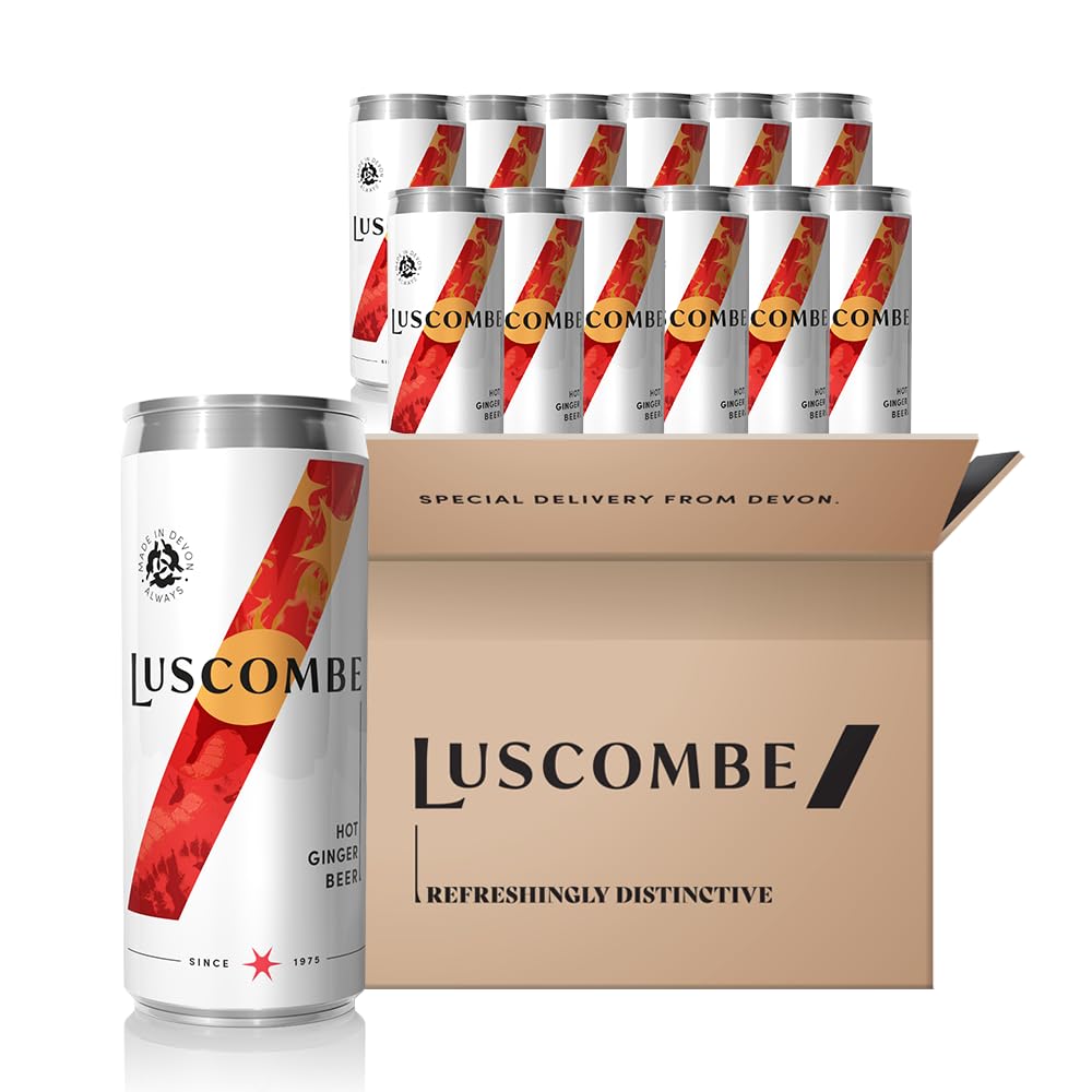 Luscombe Hot Ginger Beer | 12x320ml | Peruvian Root Ginger & Sicilian Lemon | Devon Spring Water | Perfect for Gourmet Winter Gifting, Cocktail