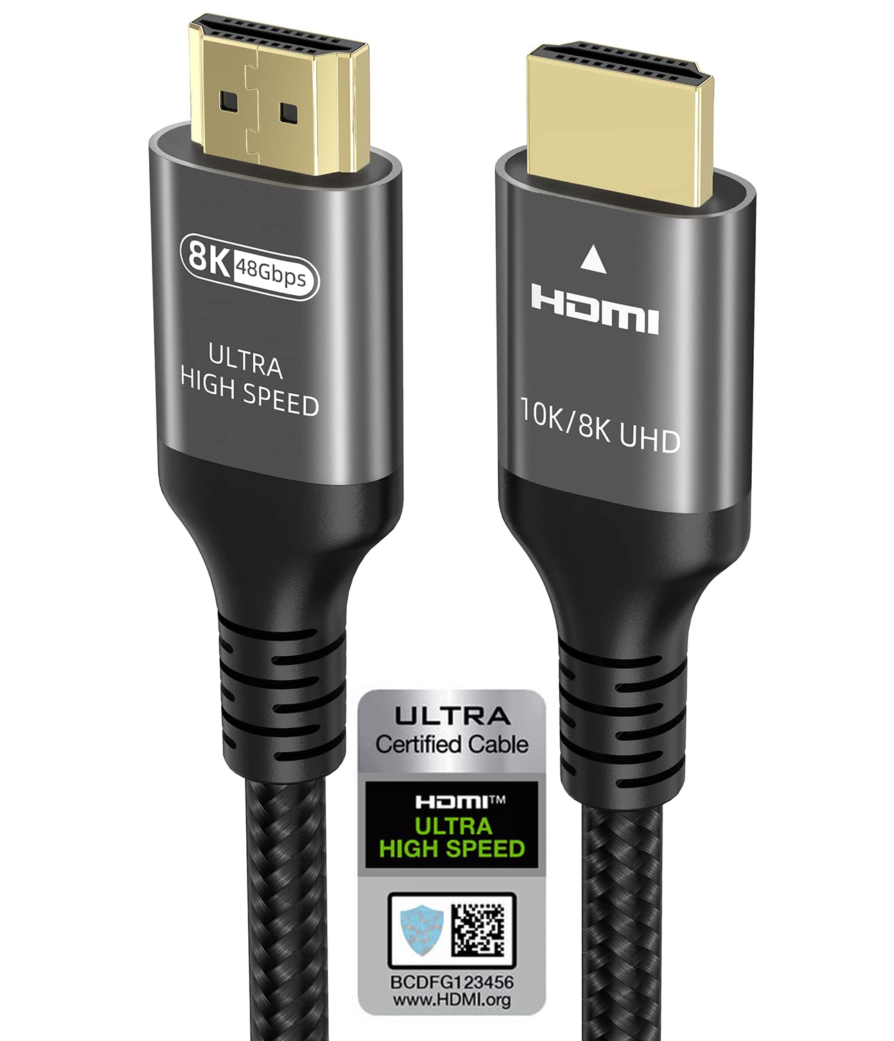 Ubluker 10K 8K 4K HDMI Cable 48Gbps 7.5M, Certified Ultra High Speed HDMI? Cable 4K 240Hz 144Hz 8K 60Hz 0.01ms HDR10+ ARC eARC HDCP2.3 N-etflix R-oku