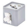 iDesign Tissue Box Cover, Small Tissue Box Holder Made of Plastic, Cover for Box of Tissues with Tray for Jewellery and Makeup, Grey