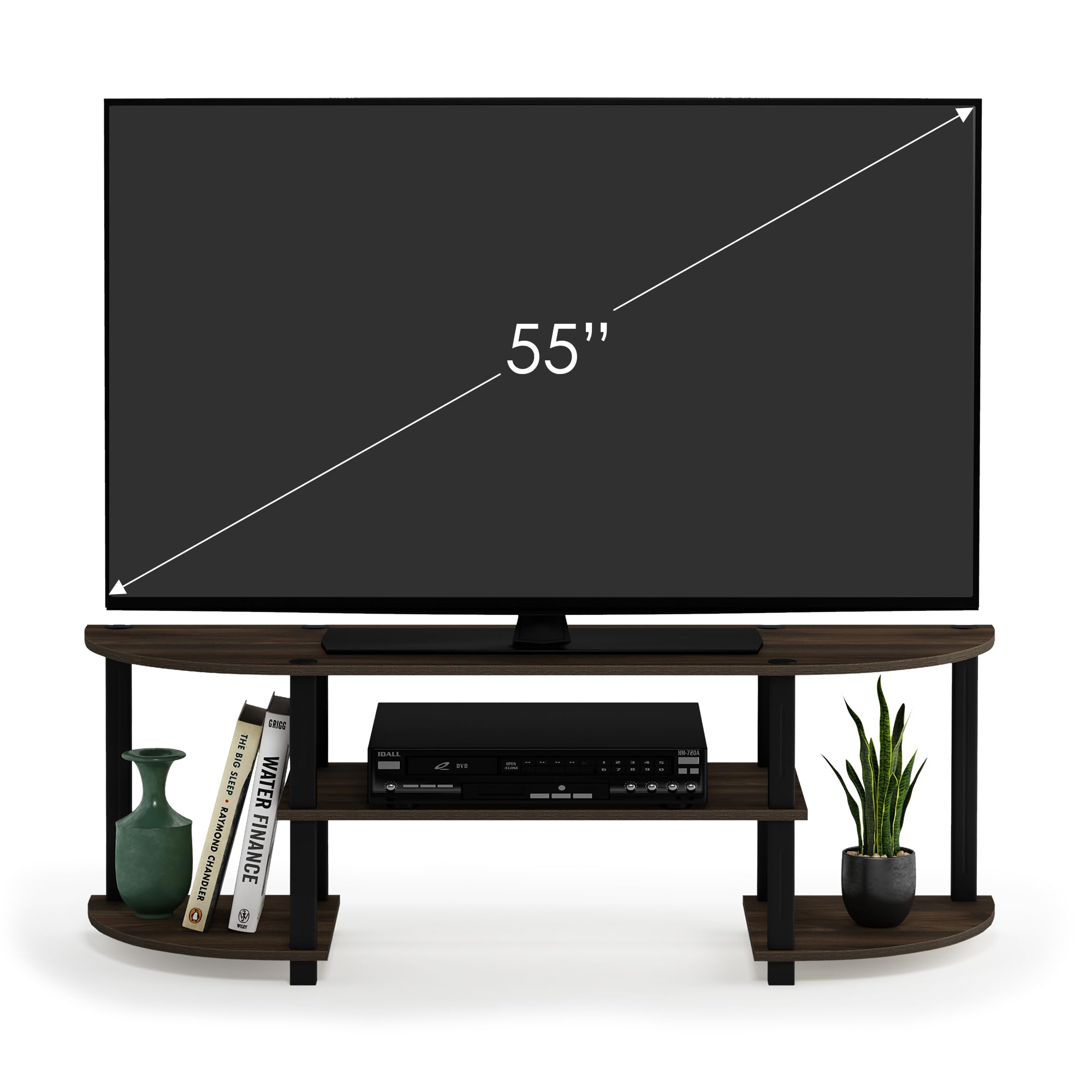 Furinno Turn-S-Tube Wide TV Entertainment Center, TV Unit, TV Stand, Columbia Walnut/Black, 120 (W) x 40 (H) x 34 (D) cm
