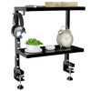 PUTORSEN 2-Tier Clamp-On Desk Shelf - Adjustable Height and Versatile Hook, Above or Under Desk Storage for Office & Gaming, Black