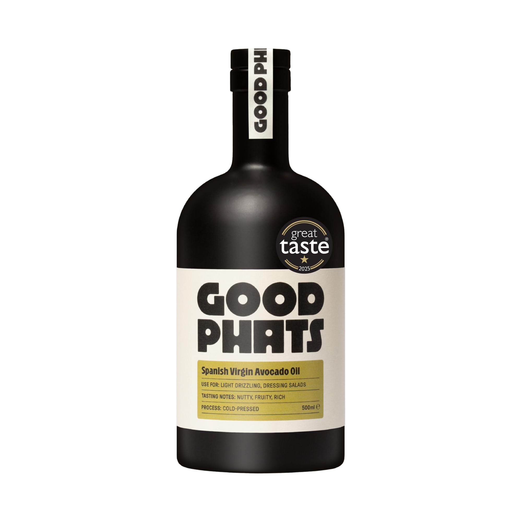 GOOD PHATS Virgin Avocado Oil - Cold-Pressed from Hass & Fuerte Avocados - For Drizzling, Tossing or Finishing Salads - Nutty, Fruity & Warm Flavour -