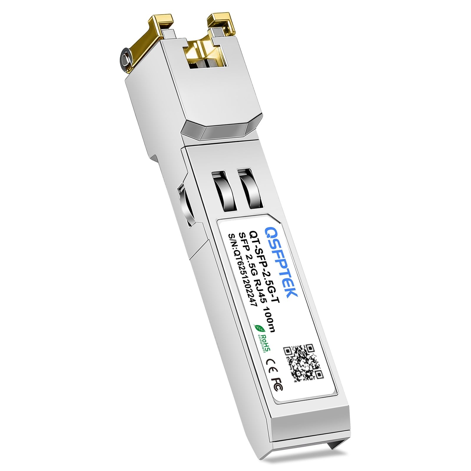 QSFPTEK 2.5GBASE-T SFP to RJ45 Transceiver, 2.5G Copper Module Mini-GBIC Transceiver Compatible for Cisco SFP-2.5G-T, Ubiquiti,MikroTik,TP-Link Switch