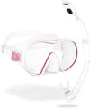 CRESSI F-Dual + Supernova Dry Combo - Unisex Diving Mask F-Dual rimless and Dry Snorkel for Snorkelling and Scuba Diving, Colour White Pink/Clear