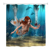 goodbath Mermaid Shower Curtain, Underwater Ocean Sea World Bathroom Shower Curtains with Hooks Waterproof Bath Curtain, 180 x 200 cm