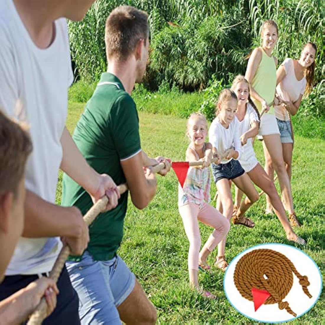 WYRJXYB Field Day Tug a War Rope Games 18M for Kids and Adult, Outdoor Outside Activities Carnival Easter Games for Kids Family Reunion Birthday Party Picnic Yard Fun Games, Summer Camping Game,Brown