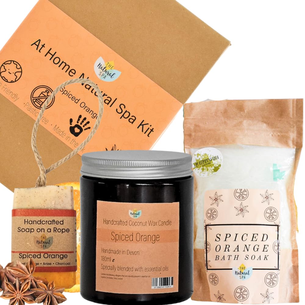 The Natural Spa New Mum Pamper Kit - Self Care Gifts for Women - Vegan Relax Hamper with Bath Soak, Soap on a Rope, Coconut Wax Candle - Eco-Friendly